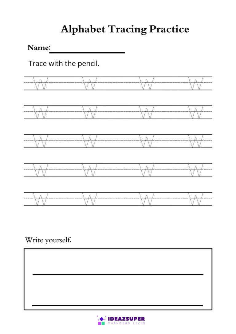 Capital letter W tracing worksheet