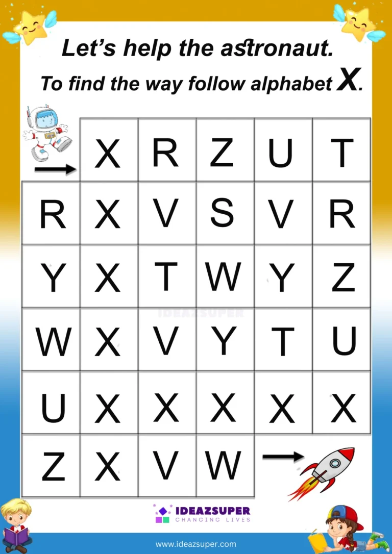 Capital letter X maze: follow the X path