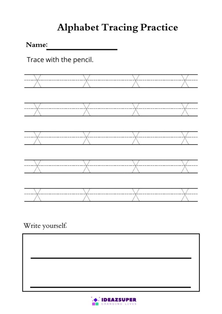 Capital letter X tracing worksheet