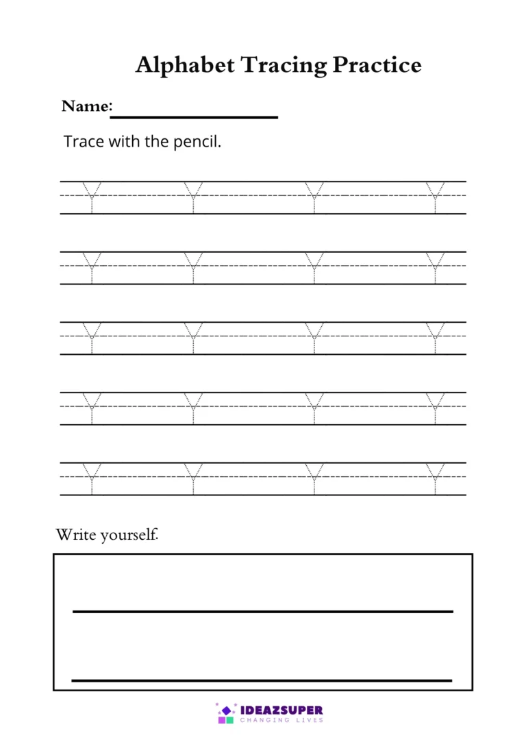 Capital letter Y tracing worksheet