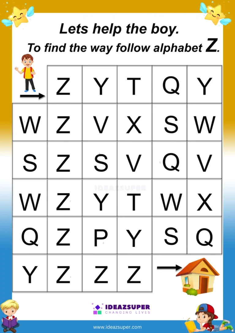 Capital letter Z maze: follow the Z path