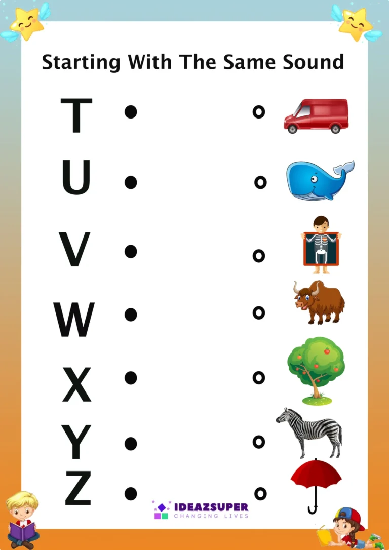 Capital letter Y beginning sound matching worksheet