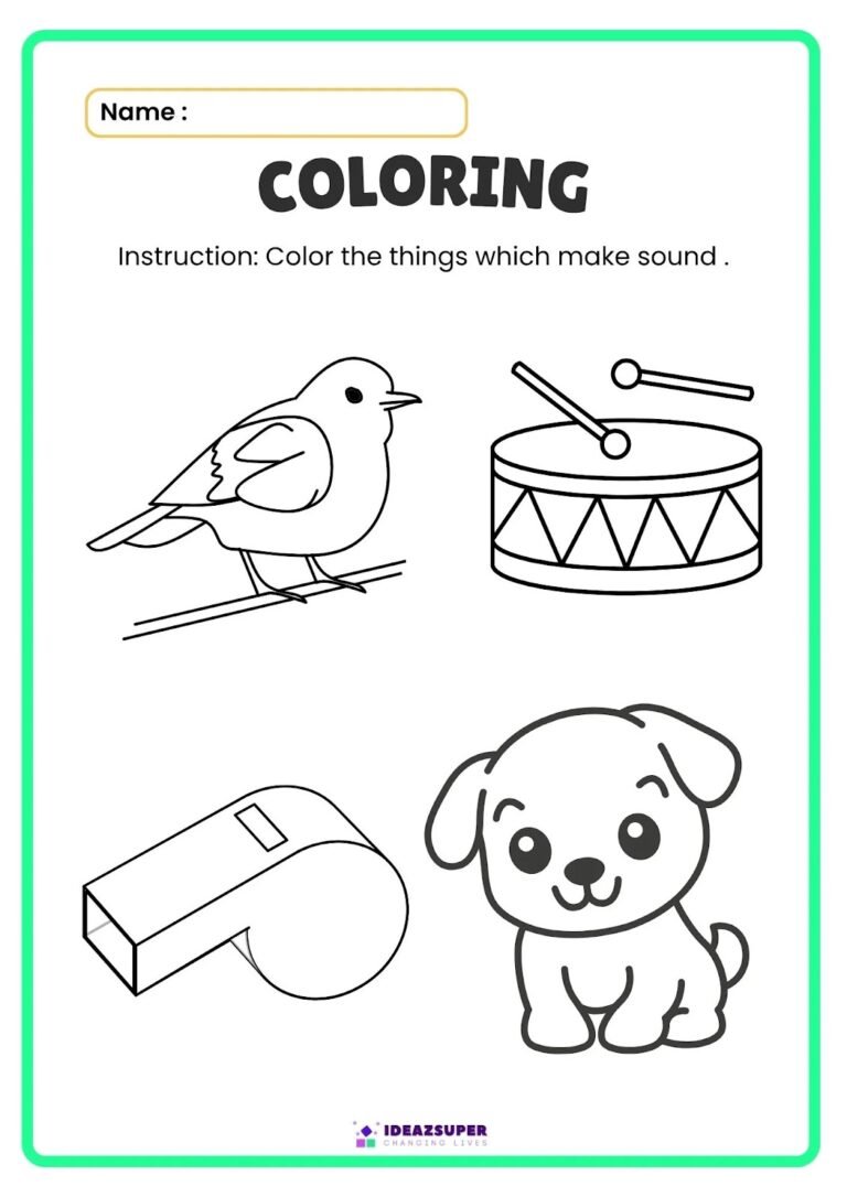 International Day of Listening colouring page: colour the things that make a sound