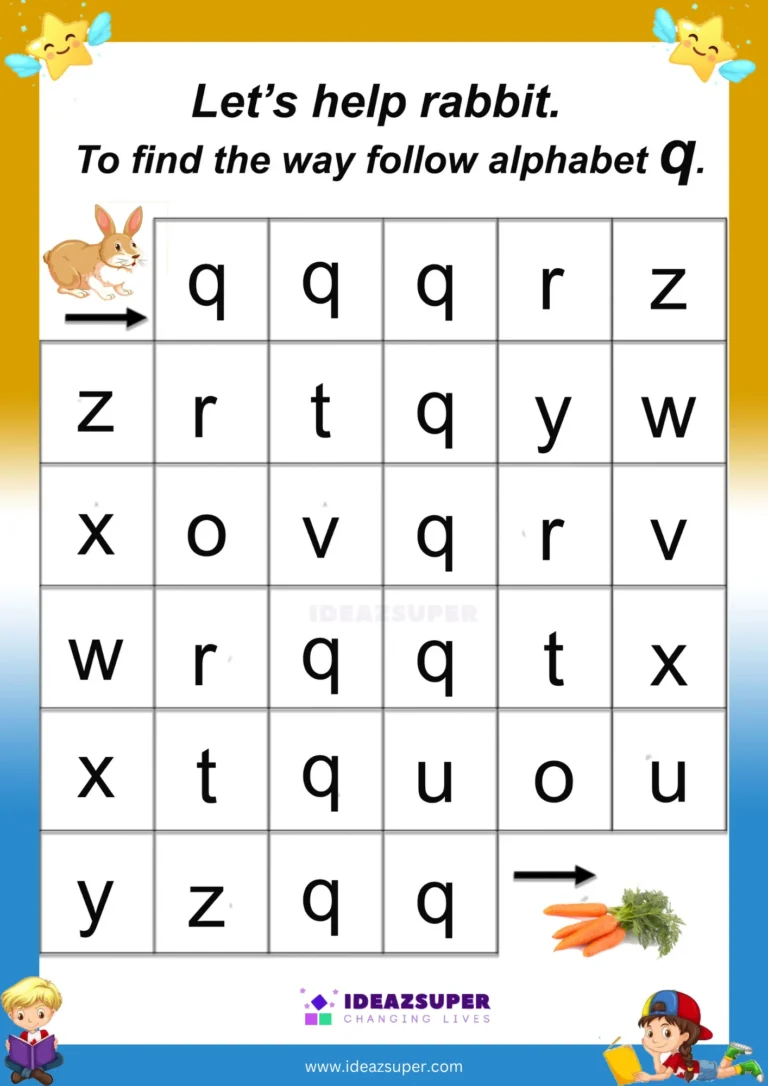 Small letter q maze: follow the q path