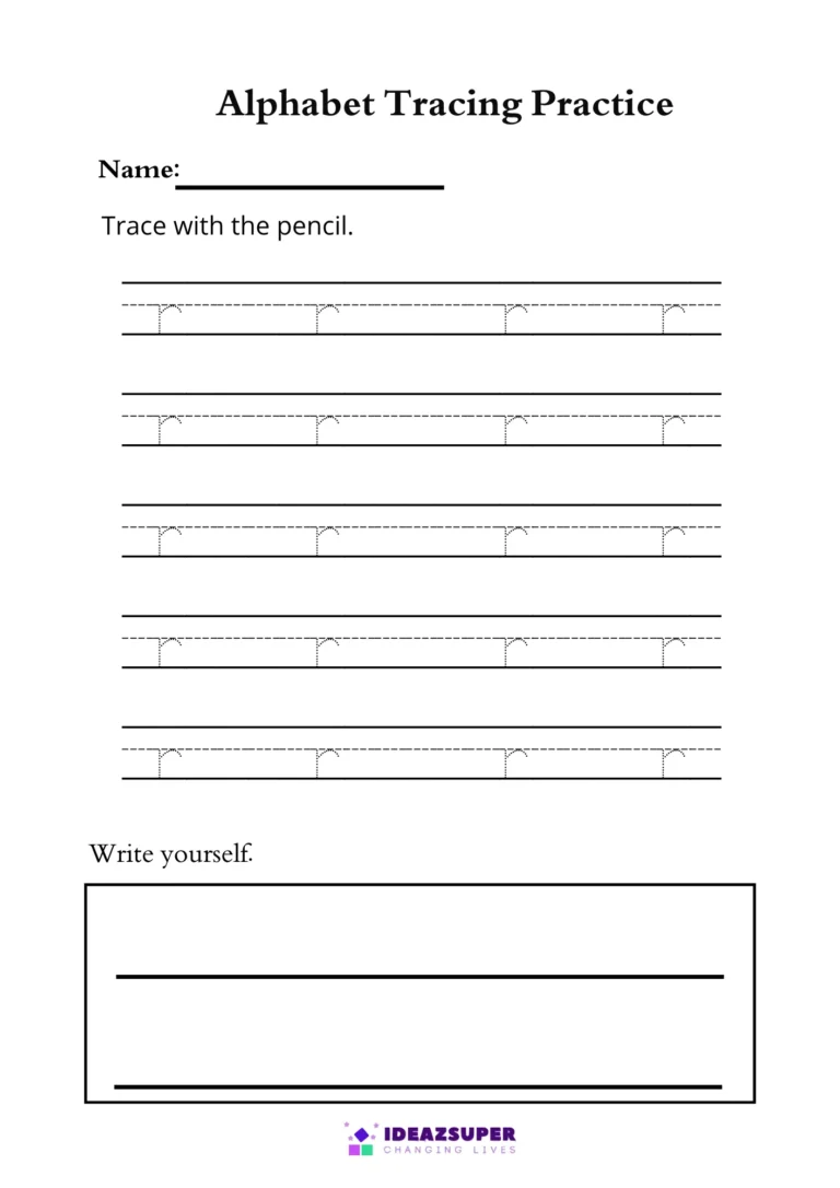 Small letter r tracing worksheet