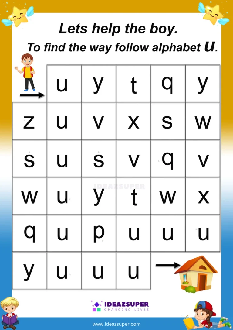Small letter u maze: follow the u path