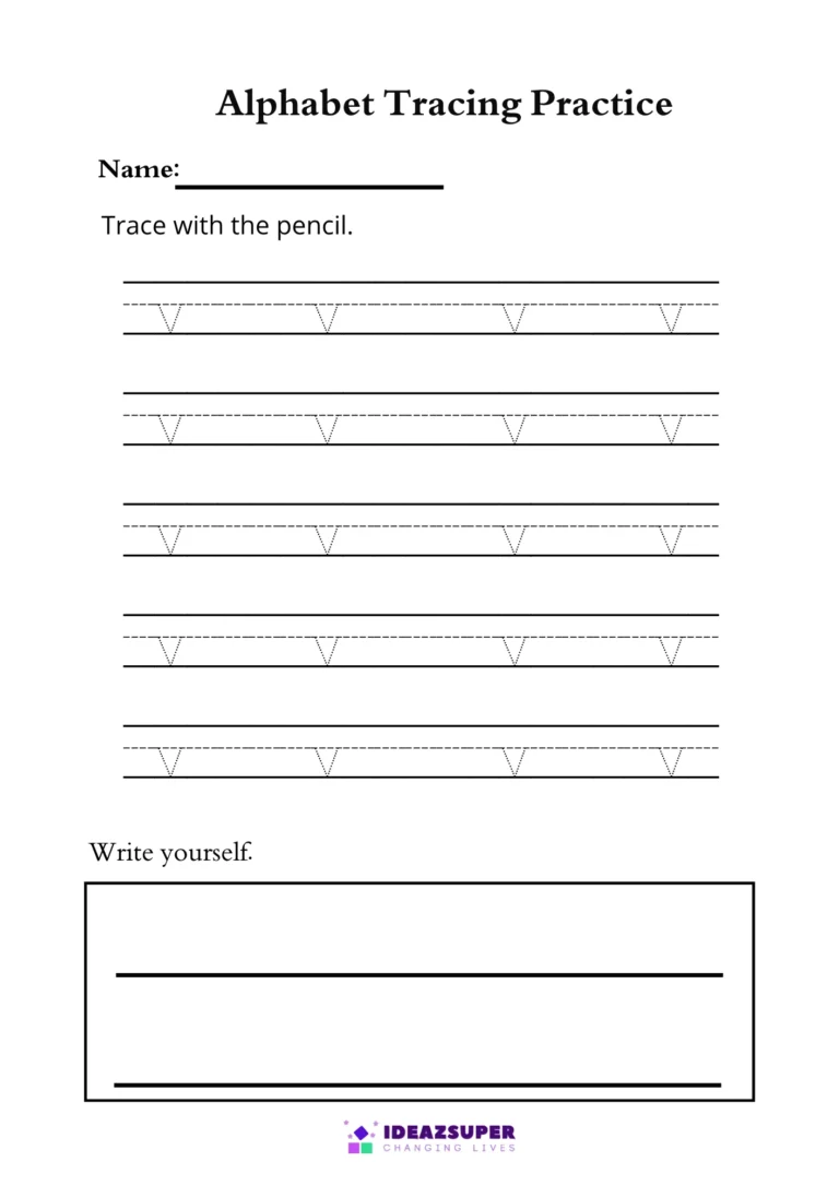 Small letter v tracing worksheet