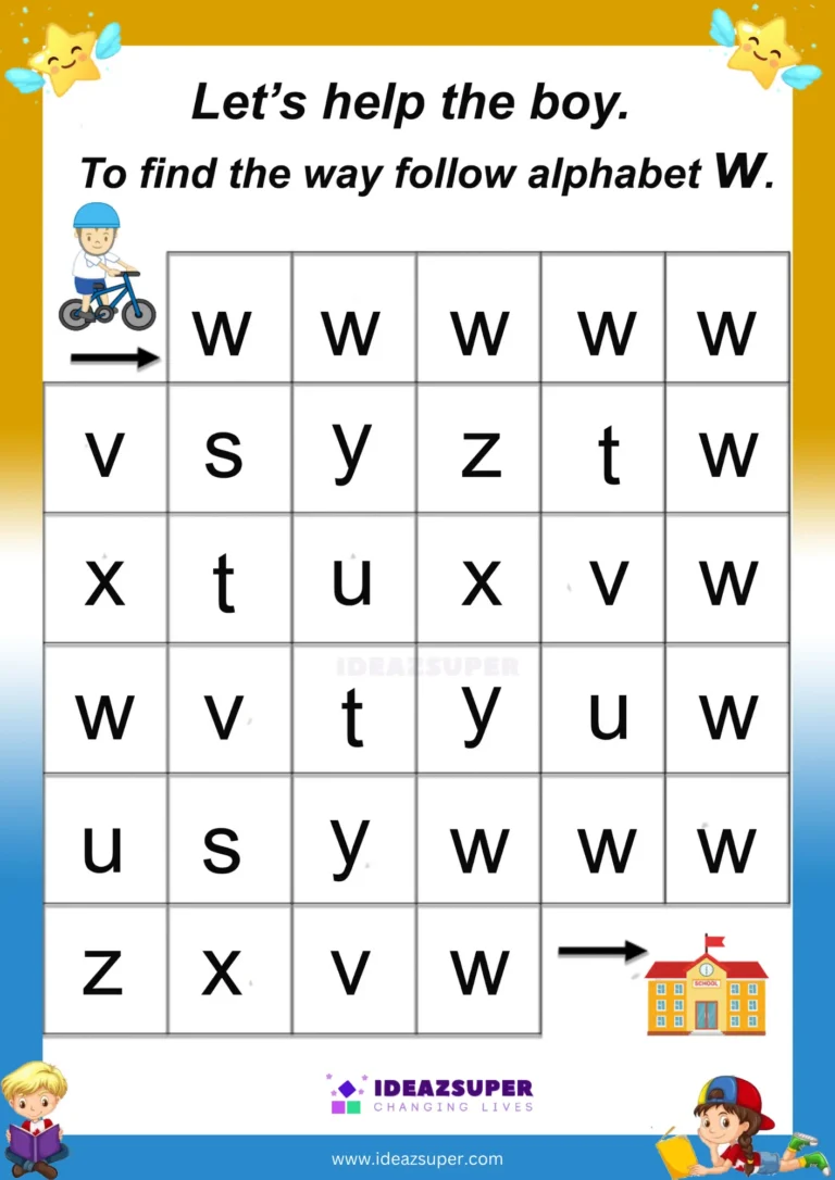 Small letter w maze: follow the w path