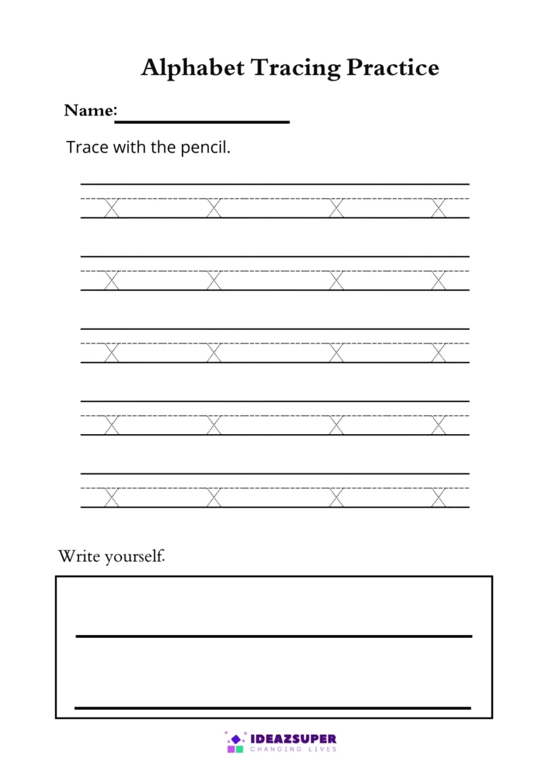 Small letter x tracing worksheet